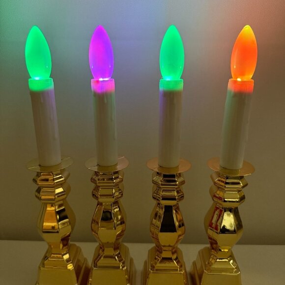 Bethlehem Color Changing Lights Premium Cordless Gold Window Candles Set 4 READ* - Picture 6 of 6